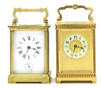 Lot 649 - Two French brass carriage clocks.