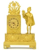Lot 655 - Breguet gilt figural clock and stand and dome.