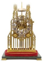 Lot 657 - Skeleton clock and dome.