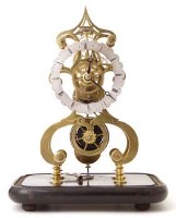 Lot 660 - Victorian skeleton clock with glass dome.