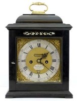 Lot 670 - Ebony bracket clock labelled Thos Tompion.