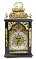Lot 671 - Ebony veneered bracket clock.