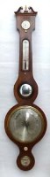Lot 683 - Mahogany banjo barometer.