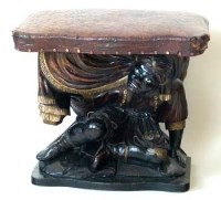 Lot 688 - Carved crouching blackamoor stool, late 19th century