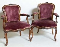 Lot 690 - Pair Louis XV style chairs.