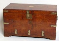 Lot 695 - Teak campaign coffer, 19th century