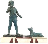 Lot 17 - Art deco style Boy & Dog.
