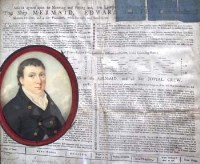 Lot 19 - Ships Articles for 18th century ship The Mermaid, also a miniature of her Commander monogrammed 'JB'