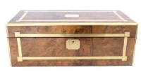 Lot 20 - Burr walnut brass inlaid writing slope