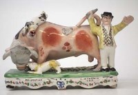 Lot 177 - Staffordshire Bull Baiting Group c1900