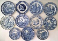 Lot 190 - Eleven Staffordshire blue transfer printed plates