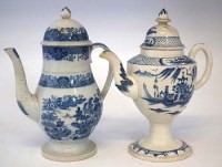 Lot 203 - Two pearlware coffee pots circa 1800   one