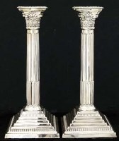 Lot 245 - Pair of weighted silver Corinthian column