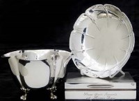 Lot 249 - Silver dish, quatrefoil bowl, cigarette box.