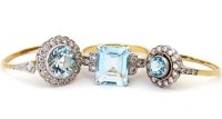 Lot 318 - Three aquamarine and diamond rings