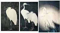 Lot 367 - Ide Gakusui (1899-1992) Herons in Rain and Herons