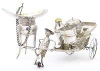 Lot 398 - Chinese silver jue and a rickshaw cruet.