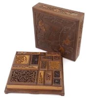 Lot 404 - Chinese carved hardwood ink block box