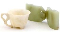 Lot 406 - Jade Buckle, White Jade Cup