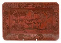Lot 412 - Cinnabar lacquer rectangular tray