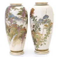 Lot 418 - Pair of Satsuma vases.