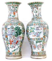 Lot 431 - Pair of Chinese famille vert vases, late Qing
