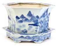 Lot 440 - Chinese large blue/white jardiniere and stand.