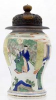 Lot 454 - Chinese wucai baluster vase, Kangxi period