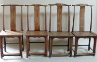 Lot 455 - Four elm Chinese dining chairs.