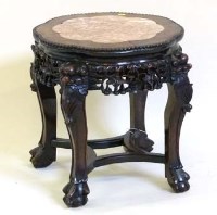 Lot 457 - Chinese Hardwood and Marble Jardiniere Stand