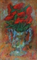 Lot 460 - Alfred Cohen, Flowers in a vase, oil.