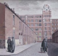 Lot 462 - Roger Hampson, Joseph Lee Street and Cannon Mill, Bolton, oil.