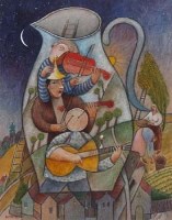 Lot 463 - Jiri Borsky, The Entertainers, oil.