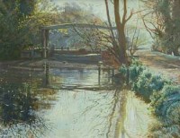 Lot 483 - Margaret Glass, Flatford Mill, oil.