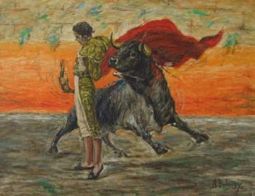 Lot 484 - Arthur Delaney, The Matador, oil.