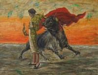 Lot 484 - Arthur Delaney, The Matador, oil.