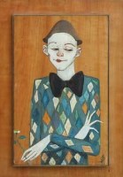 Lot 506 - Alex Portner, Clown with Flower II, oil.