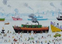 Lot 511 - Simeon Stafford, Britannia Barge, oil.