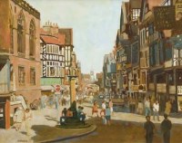 Lot 525 - Keith Gardner, Chester Cross and Eastgate Street, oil.