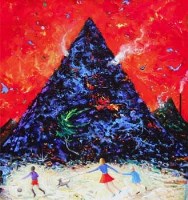 Lot 535 - David Wilde, The Volcanoes of The Rhonda, acrylic.