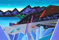 Lot 536 - David Wilde, Cutting Quarry by Night, acrylic.