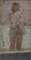 Lot 538 - Bernard Dunstan, Standing nude, oil.