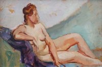 Lot 542 - Philip Naviasky, Reclining nude, oil.