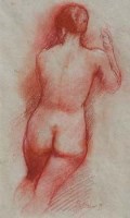 Lot 554 - Bohuslav Barlow, Standing female nude, pastel.