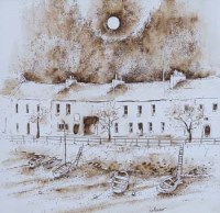 Lot 575 - Jolomo, 20th century, Evening Tobermory, Mull, ink and wash.