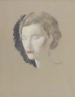 Lot 576 - Jacob Kramer, Portrait of a young lady, pastel.