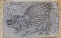 Lot 584 - C.F. Tunnicliffe, Pheasants, charcoal and watercolour.