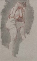 Lot 596 - Randolph Schwabe, Nude female athlete, crayon.