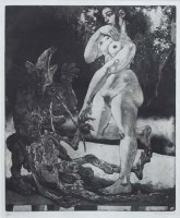 Lot 607 - Fritz Aigner, Standing female nude, etching.