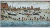 Lot 608 - After Lowry, The Beach, Deal, signed print.